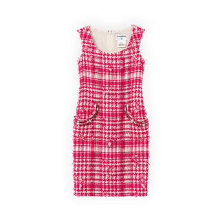 Chanel Pink and White Tweed Sleeveless Dress & Embellished Jacket Two-Piece Set