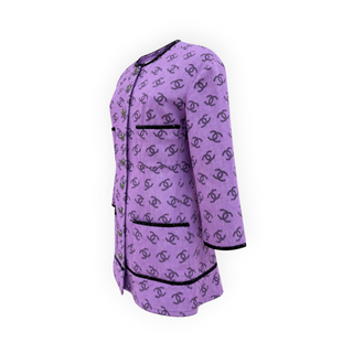 Chanel Purple CC Logo Jacquard Long Jacket Size FR 34