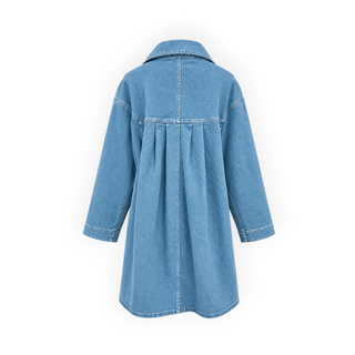 Chanel Light Blue Denim Longline Zip-Up Jacket Size FR 42