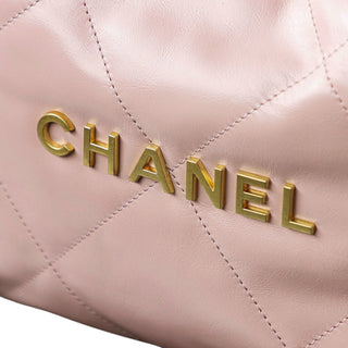 Chanel 22 Small Pearl Pink Quilted Calfskin Shoulder Tote Bag with Gold-Tone Hardware