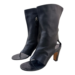Chanel Black Leather Open-Toe Slingback Booties