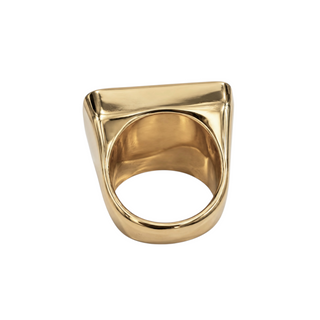 Chanel Gold, White & Black CC Logo Square Statement Ring
