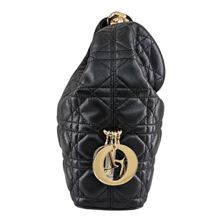 Dior Black Cannage Leather Hobo Bag Gold Hardware