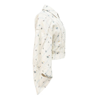 Christian Dior Ivory Floral Print Cotton Cropped Jacket Size IT 42