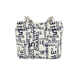 Chanel White & Navy 31 Rue Cambon Beach Tote