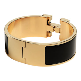 Hermès Clic Clac H Noir Bracelet Gold Plated