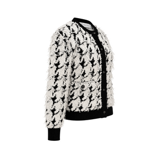 Christian Dior Black & White Houndstooth Fringed Wool Two-Piece Set Size 34