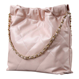 Chanel 22 Small Pearl Pink Quilted Calfskin Shoulder Tote Bag with Gold-Tone Hardware