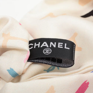 Chanel Multicolour Logo Print Silk Bow Scrunchie