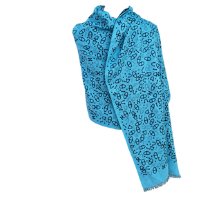 Hermès Blue and Navy Reversible Horsebit Motif Scarf