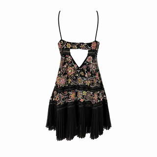 Roberto Cavalli Black Multicolour Floral Embellished Halterneck Mini Dress Size 40