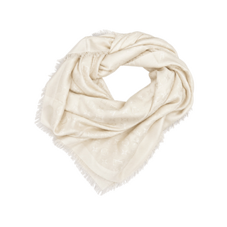 Louis Vuitton Ivory Monogram Silk & Wool Oversized Shawl Scarf