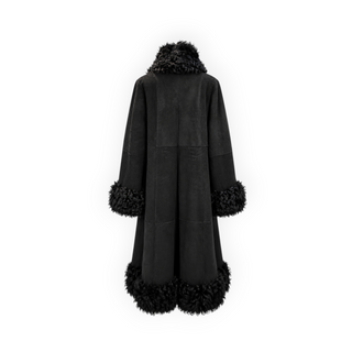 Dolce & Gabbana Black Kalgan Lamb Fur Floral Embroidered Coat IT 40