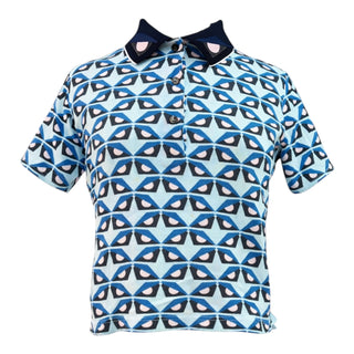 Fendi Blue Geometric Polo Shirt