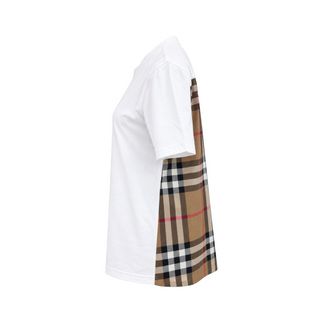 Burberry White Nola Check Detail Cotton T-Shirt Size S