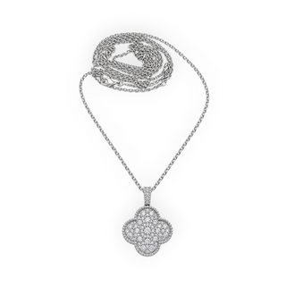 Van Cleef & Arpels Vintage Alhambra Diamond 18K White Gold Pendant Necklace