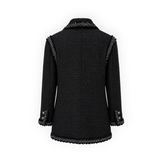 Chanel Black Tweed Chain Trim Four Pocket Jacket Size FR 50