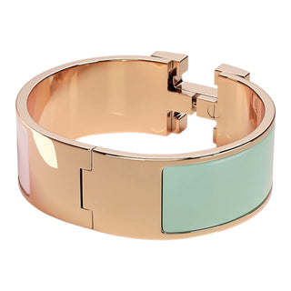 Hermès Clic Clac H PM Color Block Sable Sorbet Bracelet Rose Gold Plated