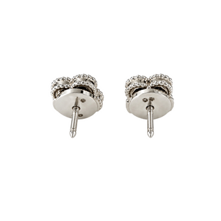 Van Cleef & Arpels Vintage Alhambra White Mother of Pearl 18K White Gold Stud Earrings