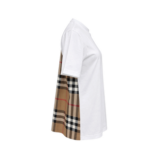 Burberry White Nola Check Detail Cotton T-Shirt Size S