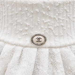 Chanel White Openwork Lace Flared Midi Skirt Size FR 34