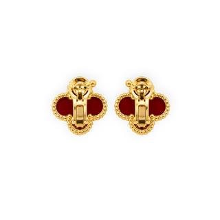 Van Cleef & Arpels Yellow Gold Vintage Alhambra Carnelian Earrings