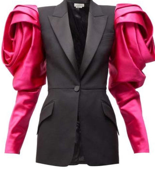 Alexander McQueen Pink Satin Puff Sleeve Blazer