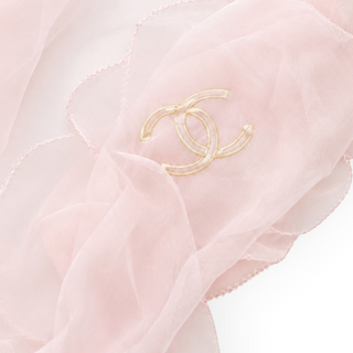 Chanel Light Pink Silk Ruffle Scarf with CC Logo