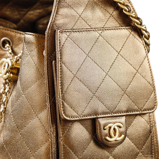 Chanel Metallic Bronze Chanel 25 Hobo Drawstring Bucket Bag