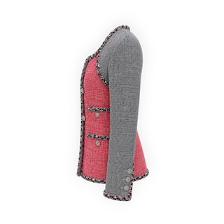 Chanel Pink & Metallic Grey 2014 L’Art Tweed Jacket Size 36