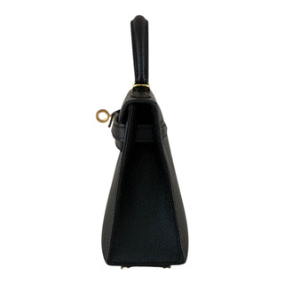 Hermès Mini Kelly II Black Epsom Leather Bag with Gold Hardware