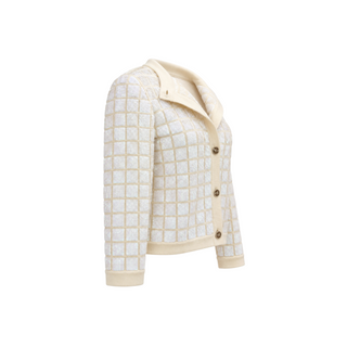 Chanel Cream Sequin Embellished Cashmere Jacket Size FR 34