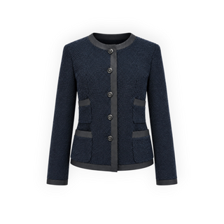 Chanel Navy Textured Knit Jacket Size FR 36