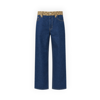 Gucci Blue Denim GG Monogram Waistband Straight-Leg Jeans Size IT 26