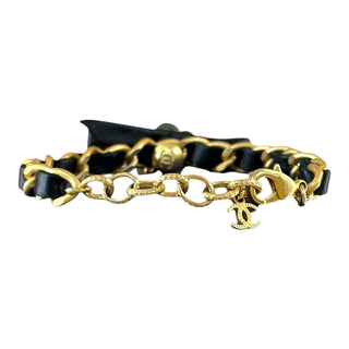 Chanel Gold Camellia Leather Bracelet