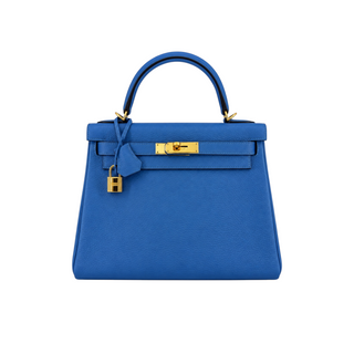 Hermès Bleu Zanzibar Togo Kelly 28 Retourne with Gold Hardware