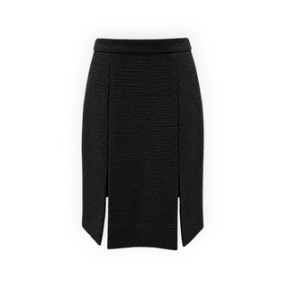 Chanel Black Metallic Tweed Braided Trim Jacket and Skirt Set