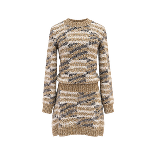 Chanel Autumn Forest Beige Iridescent Tweed Dress Size 34