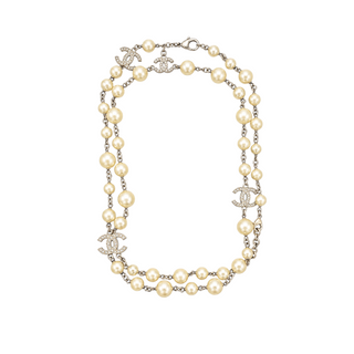 Chanel Pearl & Crystal CC Double-Strand Necklace