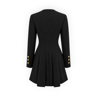 Chanel Black Gold-Tone Button Longline Blazer Jacket Size FR 36