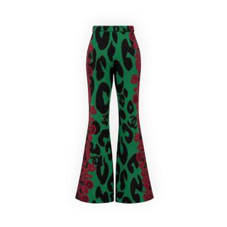 Chanel Green Black & Burgundy Cashmere Mohair Cardigan & Trousers Set Size 34