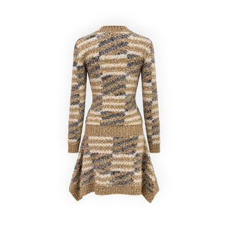 Chanel Autumn Forest Beige Iridescent Tweed Dress Size 34