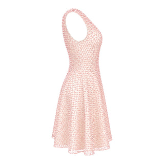 Christian Dior Hand-Embellished Sequin Mesh Silk Dress Pink Beige