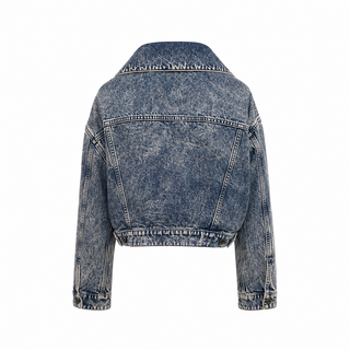 Miu Miu Acid Wash Cropped Denim Jacket Blue Size 38
