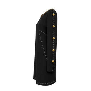 Dolce & Gabbana Black Embellished Chain Neck Long Sleeve Dress Size IT 44