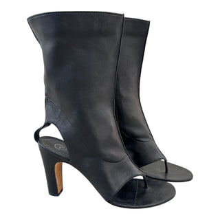 Chanel Black Leather Open-Toe Slingback Booties