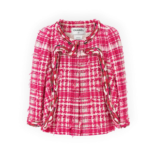 Chanel Pink and White Tweed Sleeveless Dress & Embellished Jacket Two-Piece Set