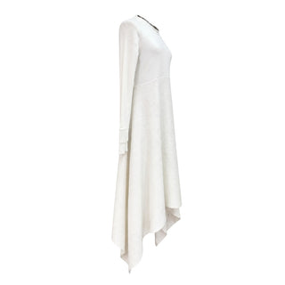 Alexander McQueen Ivory Cashmere Ribbed Asymmetric Dress Size S