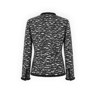 Chanel Black & White Wool Tweed Jacket Size FR 40