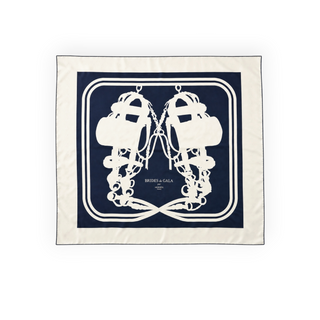 Hermès Blue & Ivory Brides de Gala Navy Silk Scarf